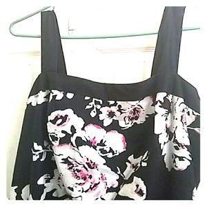 A pink, white, and black dress